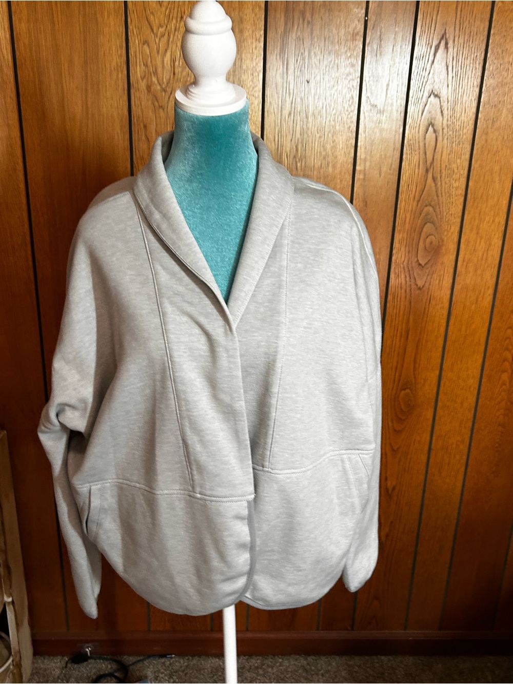 The North Face Light Gray Shawl-Collar Cardigan Sweater